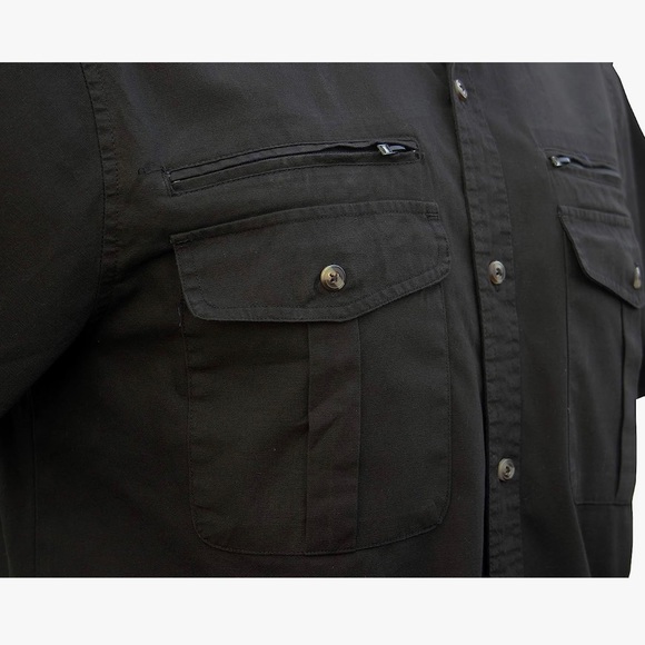 FOXFIRE Thunder River Gear Mens Black Travel Safari Passport Shirt SM NWT - Picture 2 of 9